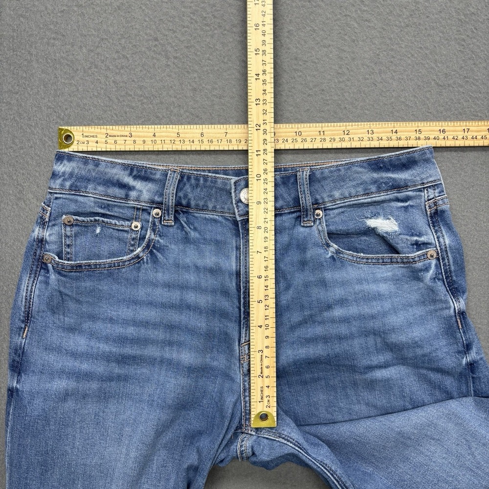 American Eagle Low Rise Baggy Jeans Wide Leg Womens 8 Short Blue Stretch Y2K - Picture 7 of 16